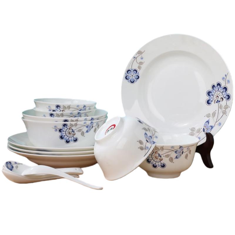 Tang Hui 14-Piece Chinese Style Bone China Dinnerware Set