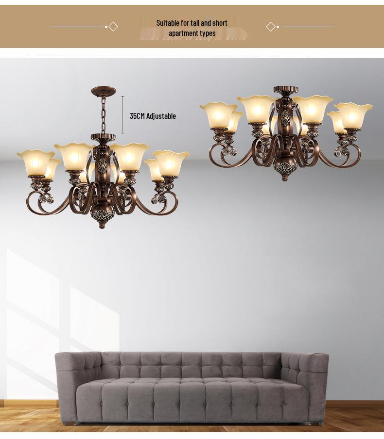 Retro Wrought Iron Pendant Light for Living Room, Villa, or Staircase