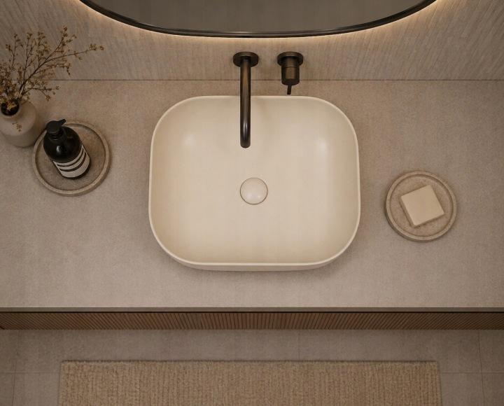 Bella countertop washbasin 50.5X40.5 CM oval beige matt