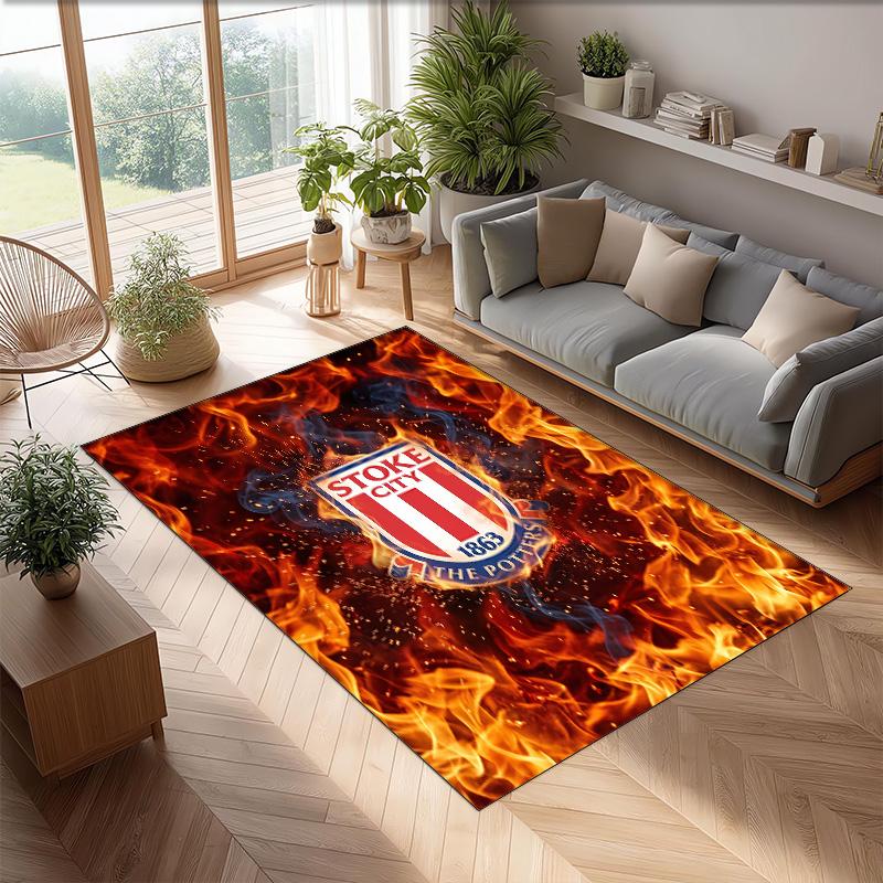 Southampton Football Print Crystal Velvet Rug, Comfortable Water Absorbent Non Slip Indoor Floor Carpet