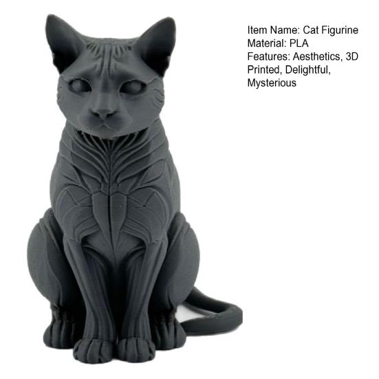 3D Printed Cat Figurine Mysterious Black Cat Statue Collectible Animal Sculpture for Home Office Desk Decor Gifts for Cat Lovers