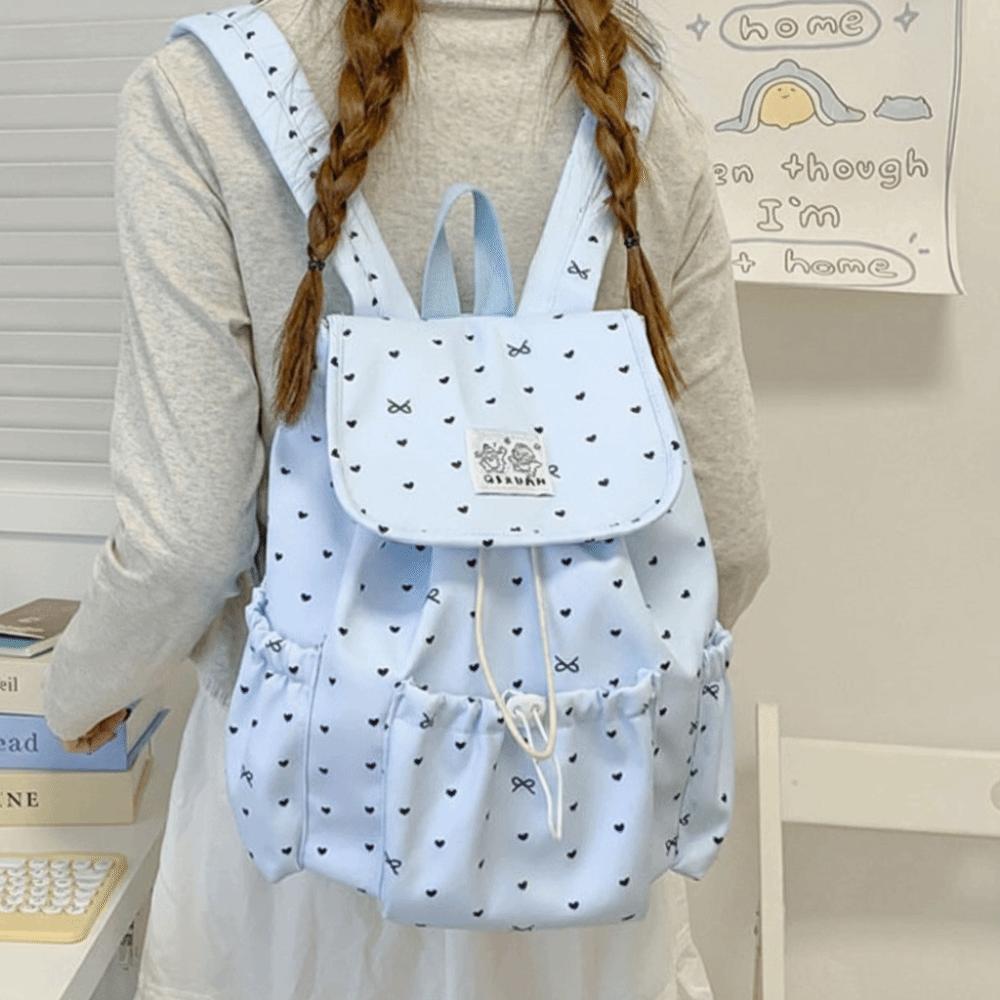 Lightweight Nylon Backpack College Style Students School Bag Portable Drawstring Backpack for Gift