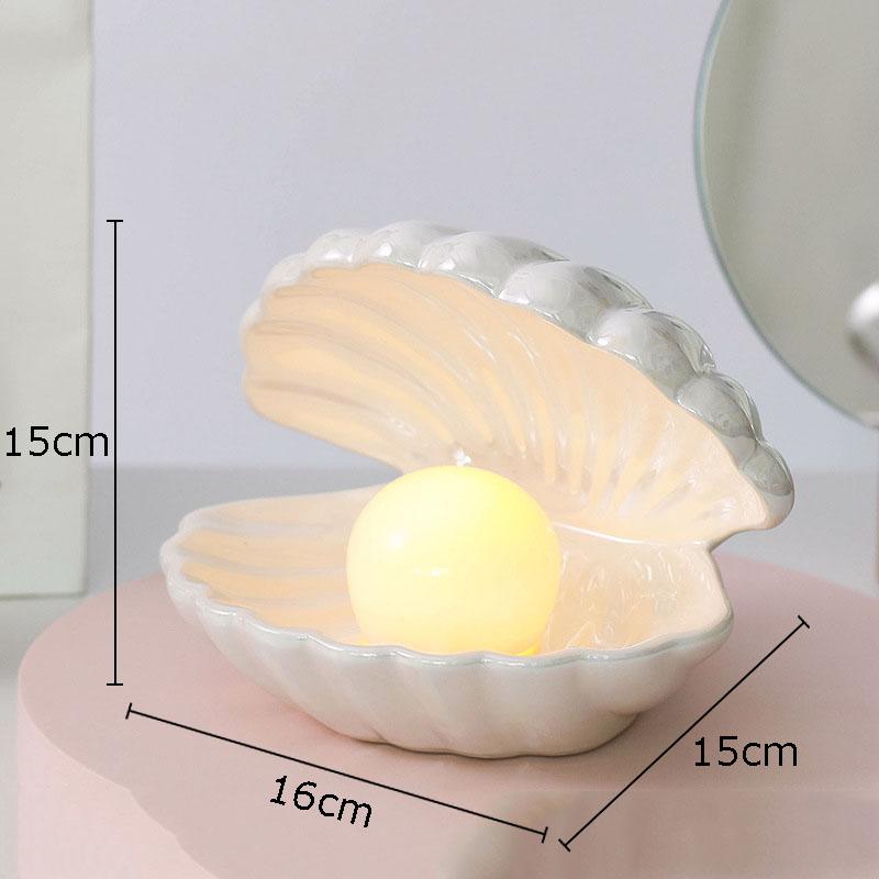 

Dream Pearl Ceramic Lamp Desk Decoration Seashell Night Lamp Crafts Shell Storage Box Porcelain Ornaments Modern Home Decor