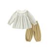 Dudu Home Girls' Peter Pan Collar Spring Two-Piece Set