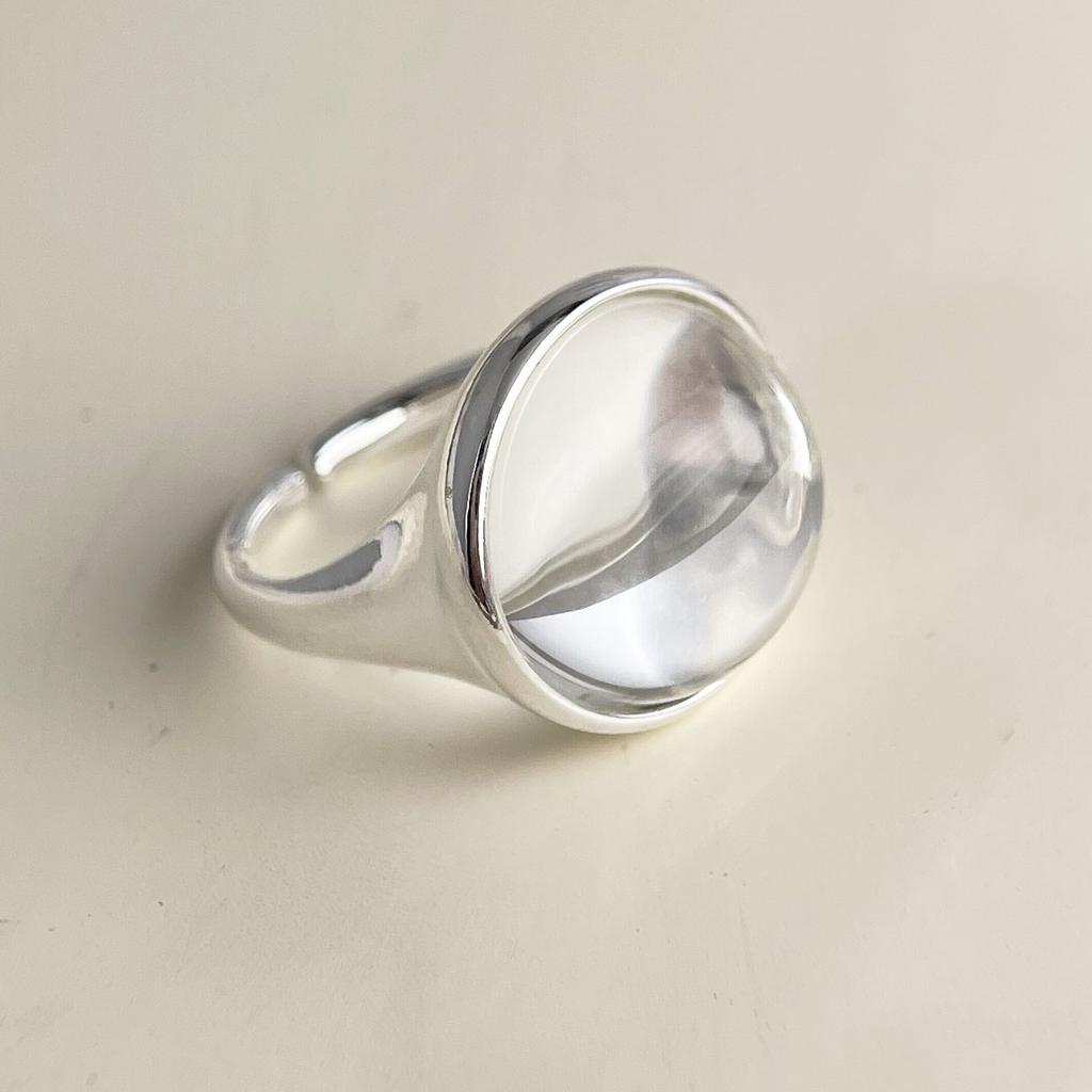 Xiaomi BF CLUB 925 Sterling Rings for Women Simple Geometric Handmade Irregular Retro Big Stone Round Ring Allergy For Birthday Gift