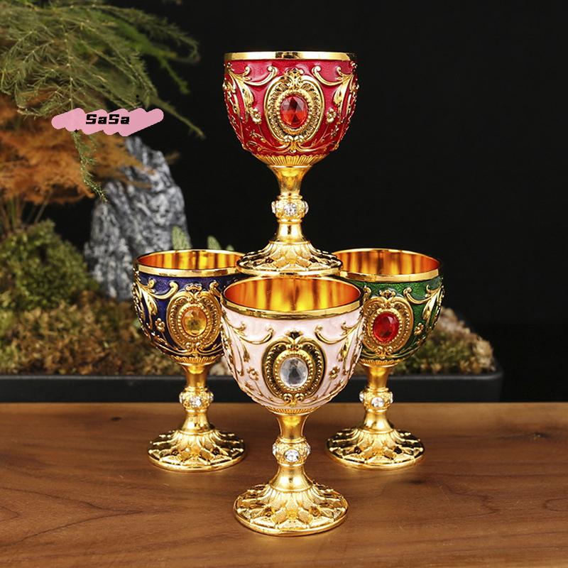 1 Stück Vintage Geprägter Metallkelch Becher Wein Champagner Likör Tasse für Heimdekor Bars Restaurants
