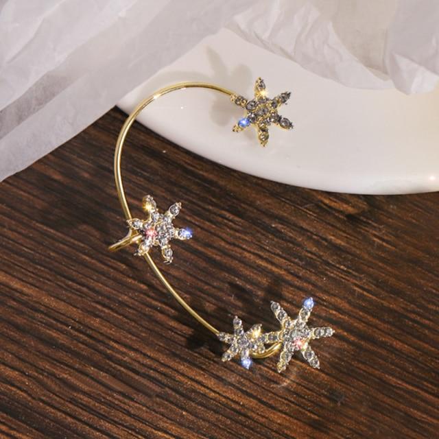 Cercei cu agrafă pentru ureche, zircon, cu fulg de nea strălucitor, pentru femei, la modă nouă, 1 bucată, fluture, fără piercing, cârlig, petrecere, bijuterii, cadou