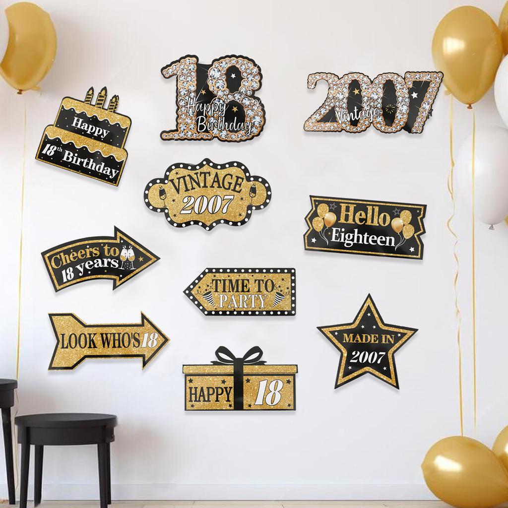 Black Gold Birthday Decor Rose Gold Birthday Party Sign Party Decorations Happy 18th 30th 50th Birthday Party Decorations Signs