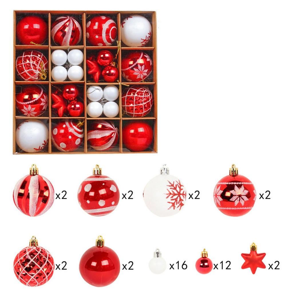 44pcs Christmas Decoration Balls Christmas Tree Hanging Balls Snowflake Balls
