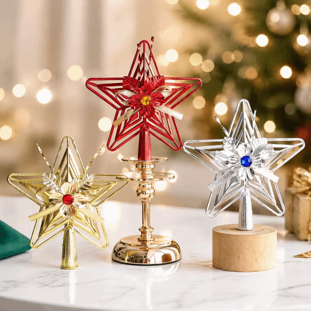 Plastic Star Topper 3D Design Star Ornament Christmas Tree Top Decor  Holiday Party