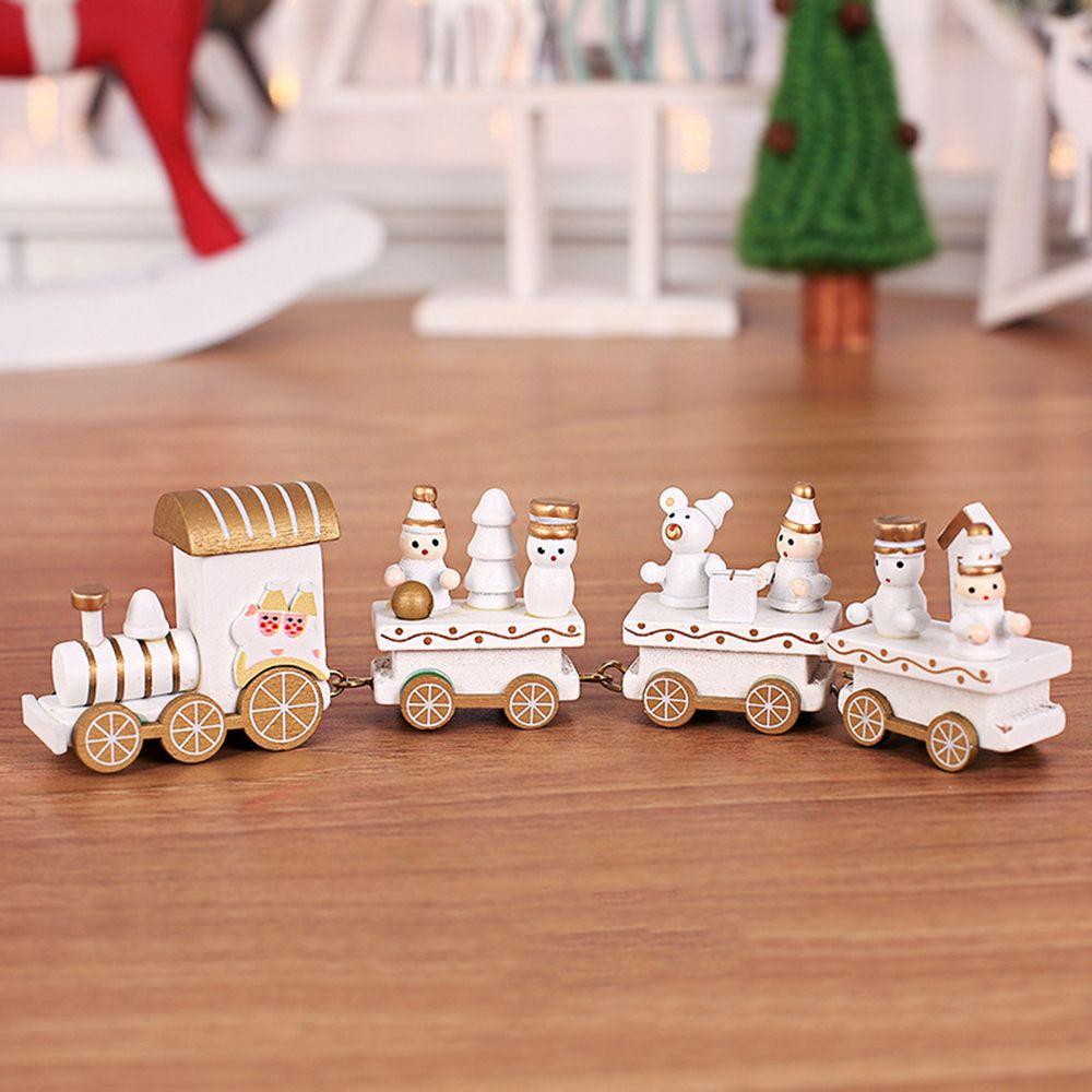 For Xmas Gifts Home Decor Christmas Decoration Small Train Ornaments Wooden Party Supplies