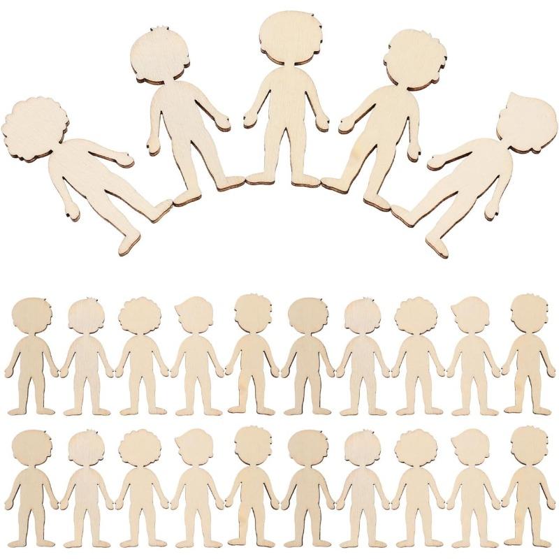 

50pcs Wooden Boys and Girls Cutouts 1.88 Inch Unfinished Wood Chips for Kids DIY Craft Painting Writing and Home Decoration 50mm(1.97inch)