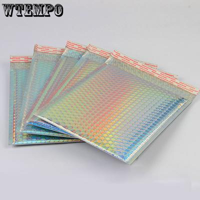10 Stück Regenbogen-Laser-Luftpolstertaschen aus aluminisierter Folie, stoßfester, selbstklebender Verschluss, wasserdichte Polsterung, Anti-Druck-Füllung, Luftpolsterumschlag
