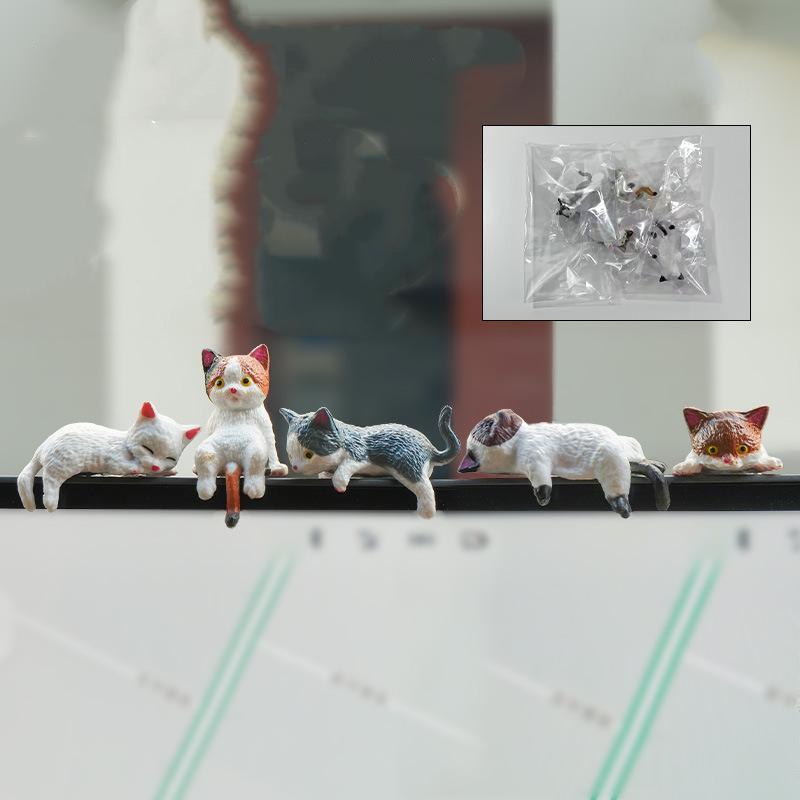 5Pcs Cute Kitten Decoration Creative Sleeping Cat Doll Home Ornaments Toy Cat Car Interior Landscape Decoration Adorable Gifts