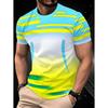 Summer Casual Round Neck Short Sleeve T-Shirts  Men Clothing Fashion Comfortable Soft Breathable Creativity Stripes 3D Printed T-Shirts