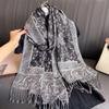 Luxury Tassel Blanket Design Thick Jacquard Pashmina Hijab Winter Warm Shawl Wrap Cashmere Scarf Women Neckerchief Poncho Stoles