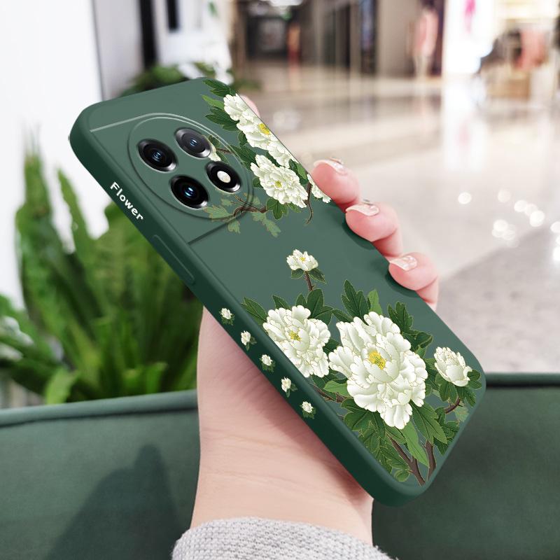 

Peony Branches Phone Case For Oneplus 13 13R 12 12R 11 11R 10 10R 10T 9R 9RT 9 8T 8 7 7T Pro 5G Liquid Silicone Cover OnePlus 13 5G