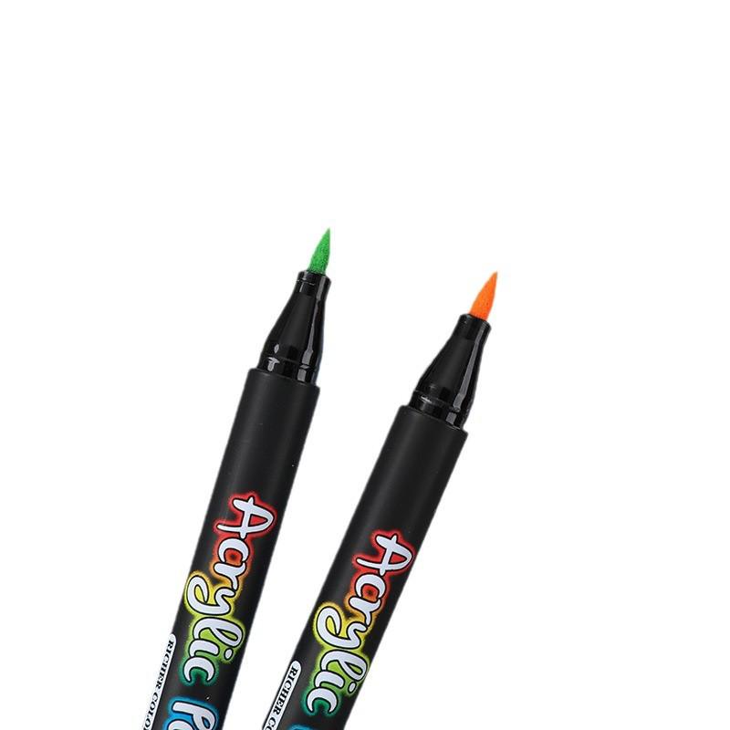 Acrylic Marker Soft Brush Hand-Painted Set In 12, 24, 36 Colors, Black.