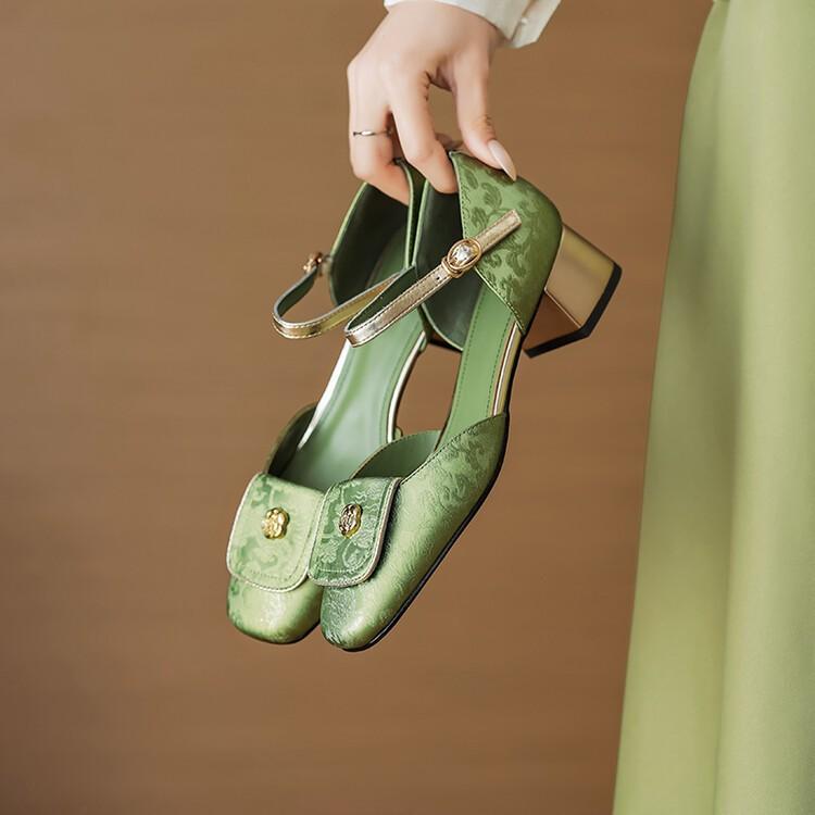 High Heels Mary Jane Women'S Shoes Summer Small Leather Shoes Chinese Fashion Casual Word With Thick Heel Single Shoes Women