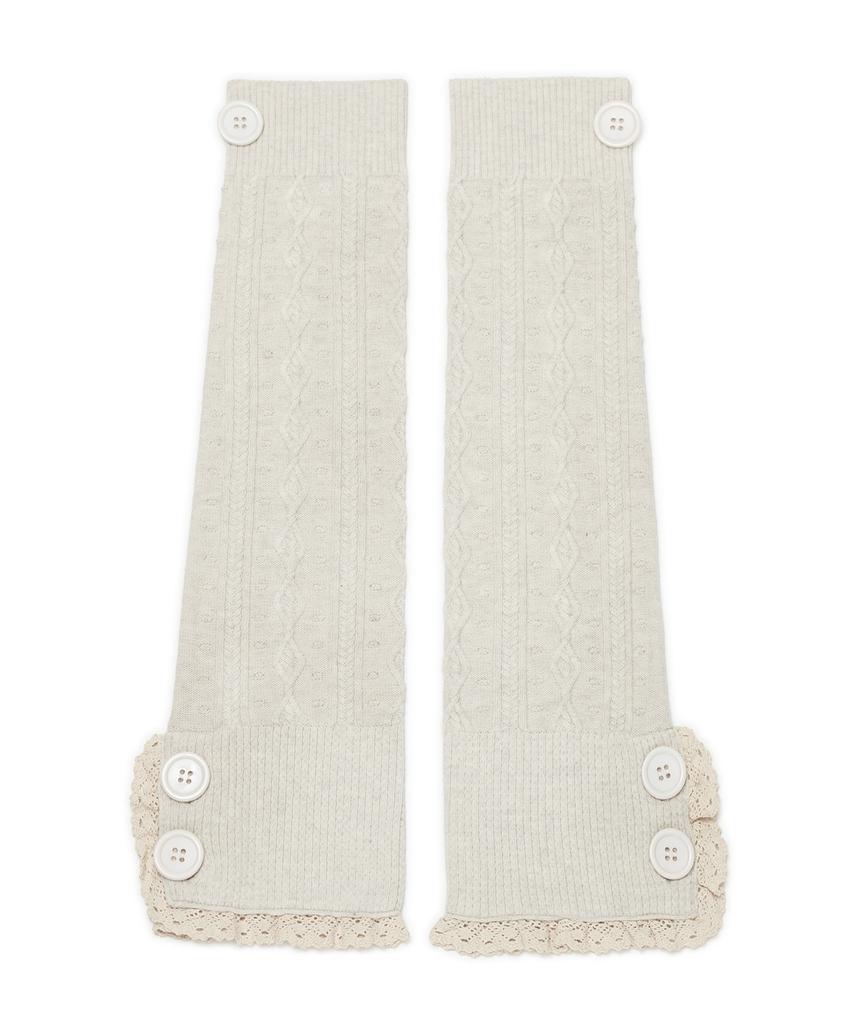 HUG YOUR SKIN Button Cable Knit Leg Warmers (Ivory)