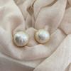 Korean semi-round cotton pearl stud earrings 1111 new retro premium large pearl earrings temperament earrings