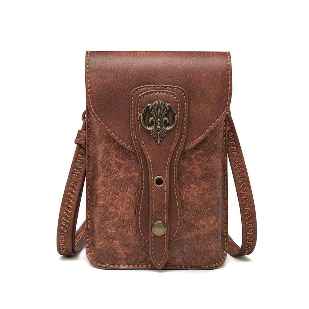 

European and American punk women s bag, retro brown, outdoor mobile phone change, mini bag, sports and leisure, mini waist bag