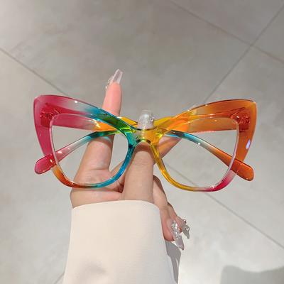 Oversize Okulary Kocie Oko Damskie Stylowe Vintage Blokujące Niebieskie Światło Okulary Kształt Motyla Cukierkowy Kolor Oprawki