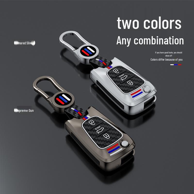 Car Key Case for Kia K2 K5, Hyundai Elantra, Langdong, Reina, ix35, Sportage - Protective Shell with Buckle