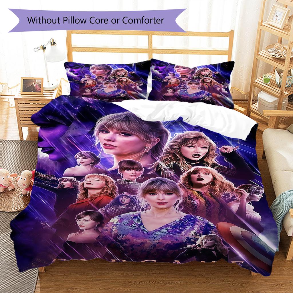 Famous Singer  Pattern Bedding Quilt Set Quilt Cover Pillowcase Home Decoration Birthday Gift (1 * Duvet Cover + 2 * Pillowcase, Without Core)