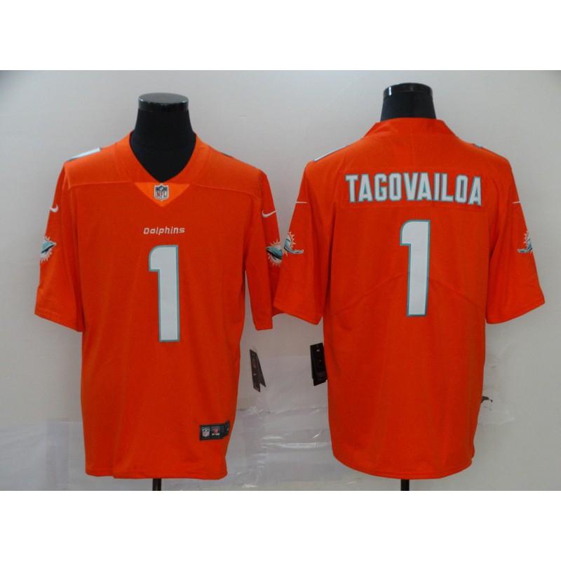 Miami Dolphins NFL Football Jersey T-Shirt Men Cotton Blend Sportswear With Embroidered Player Numbers 1 10 17