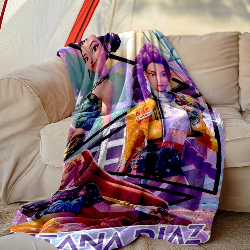 [1pc Kpop Demon Hunters Blanket] All-Season Blanket - Cozy Blanket for Sofa Couch Home Decoration, Digital Printed Nap Blanket