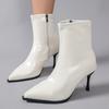 Fashion Elegant Women's Pointed Toe Stiletto Heel Ankle Boots Black Patent Leather Short Boots Woman Side Zipper High Heels Dress Shoes