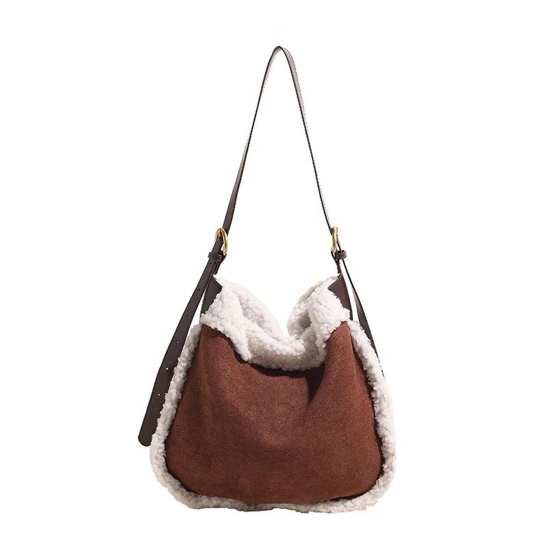 Large Capacity Elegant Premium Small Shoulder Bag for Women 2026 High Quality Black Matte Plush Edge Underarm Crossbody Bag