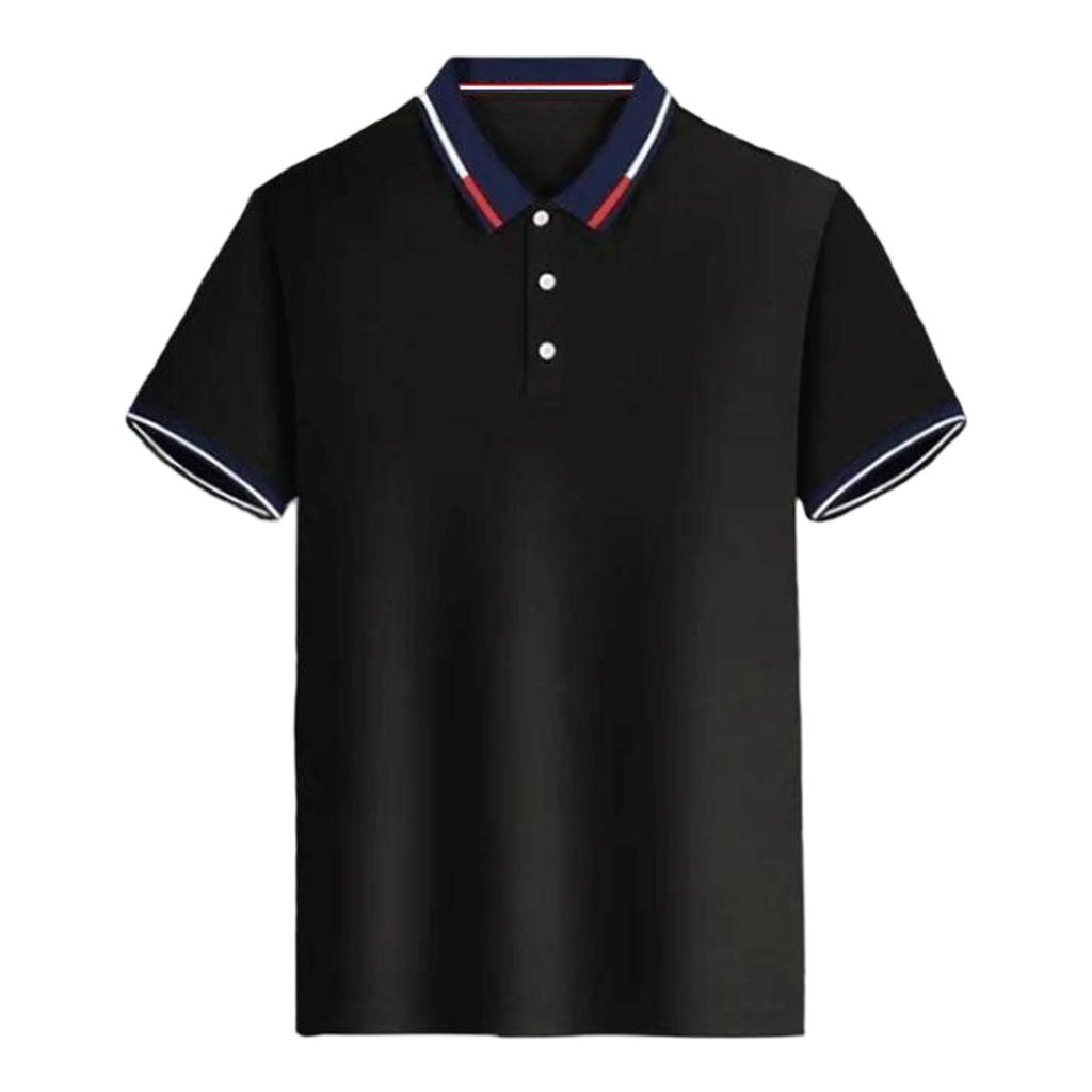 Men's Summer Casual Polo Shirt Short Sleeve Breathable Lightweight Soft Fabric Classic Fit Collared Button Placket