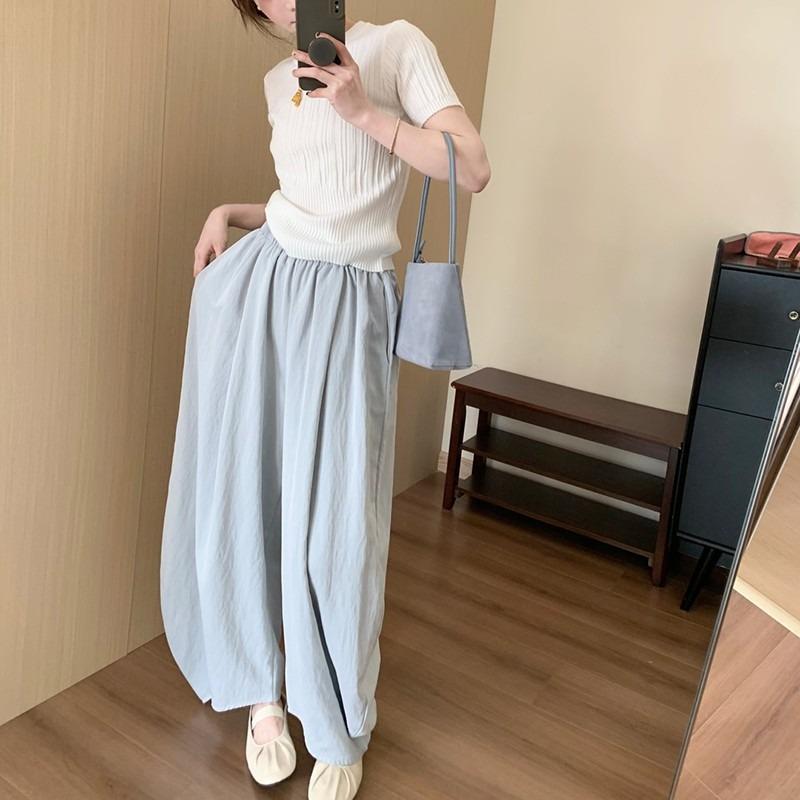 Casual pod pants women's summer new high waist loose and thin wide leg walking pants drape versatile grandma pants