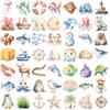 50 Cartoon Watercolor Sea Animal Stickers Decorative Guitar Notebook Suitcase DIY Waterproof Stickers