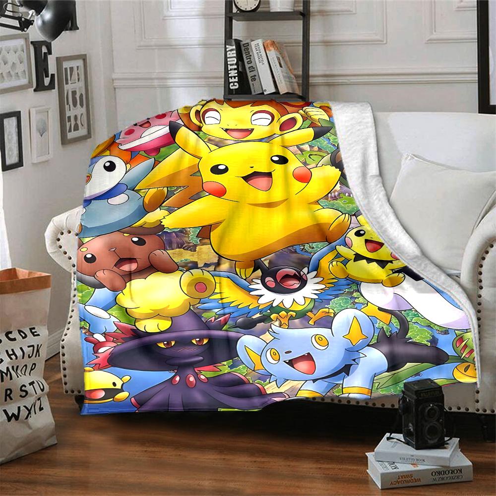 1pc Pokmon Adventure Begins Flannel Blanket,Ultra Soft Warm Plush Throw for Home Bedroom Bed Sofa Cover Camping Picnic gift Y72428