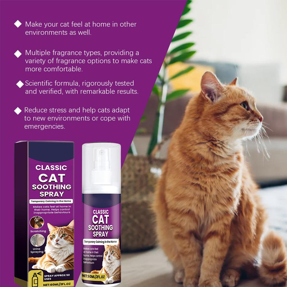 Cat Calming Spray Mood Soothing Emotions Calming Howling Prevention Stop Dog Scratching Reduce Anxiety Pet Anti Anxiety 60ML