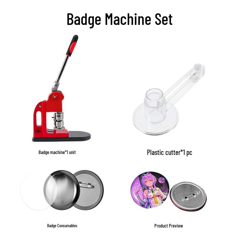 Manual Tinplate Badge Maker: Pin & Button Machine Tool Set with Free Shipping 25MM Plastic Base Badges 100 pcs