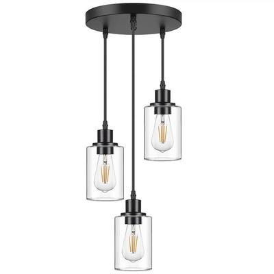Retro Nordic Wrought Iron Glass Pendant Light for Living, Dining, Bedroom, or Bar Counter