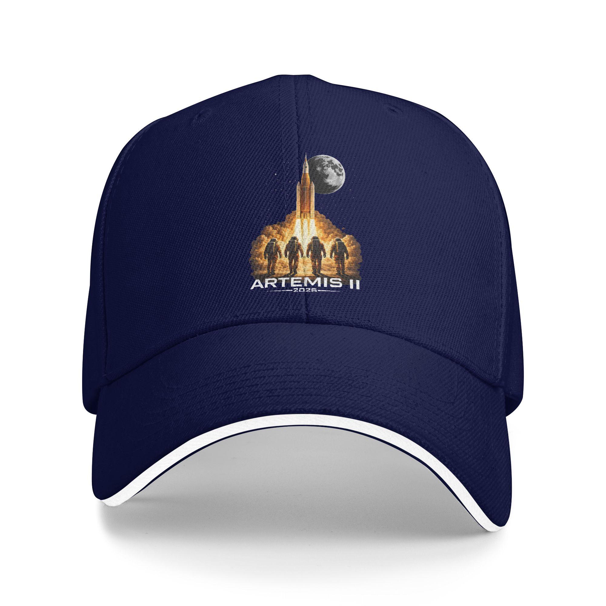

Artemis Launch to The Moon Astronaut Explorer Baseball Cap Retro Men Trucker Hat Breathable Print Outdoor Sports Baseball Caps One Size темно-синього кольору
