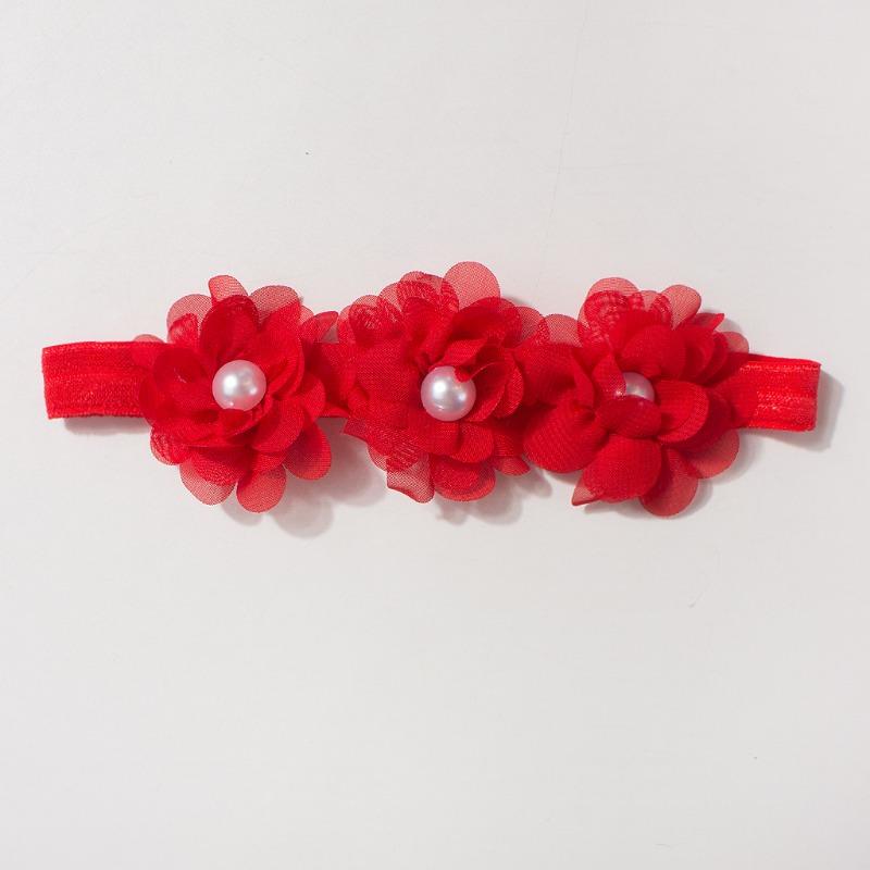 New baby elastic headband, cute chiffon bead flower children's jewelry, four seasons thin baby hair accessories