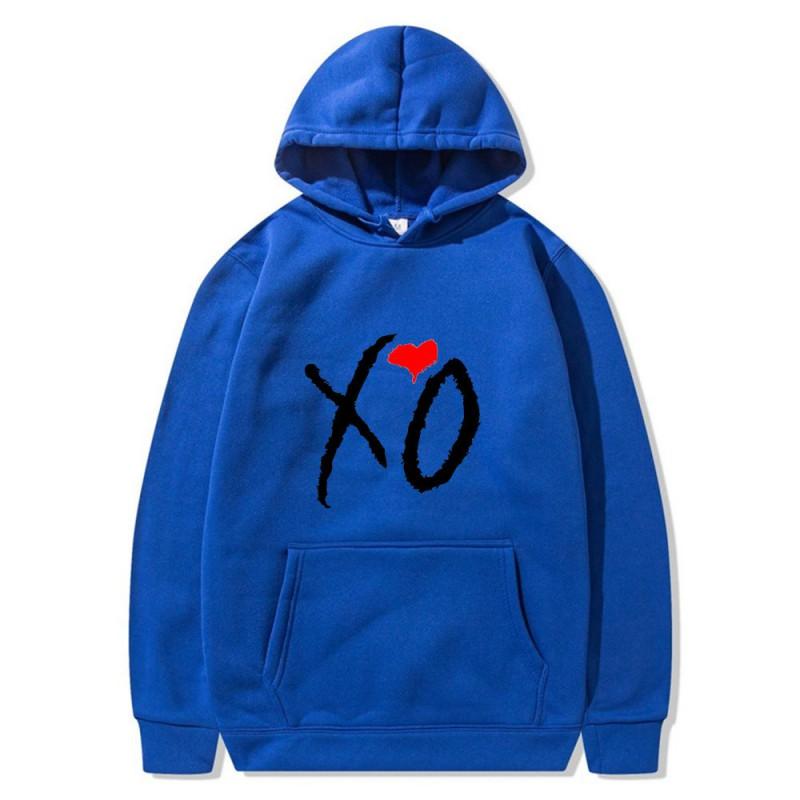 Mens Oversized Hooded Sweatshirt With XO Letter Print Loose Fit Streetwear Casual Top
