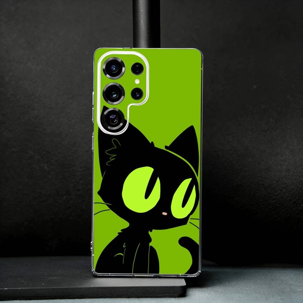 XiaoHei-Luo Cat Printed Phone Case For Samsung S25,S24,S21,S22,S23,S30,Ultra,S20,Plus,Fe,Note,10,9,5G Transparent Cover Samsung S21