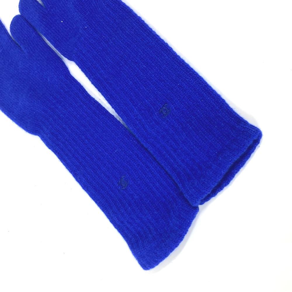 Chanel Luvas Longas CC Marca CC Acessórios luvas Caxemira azul