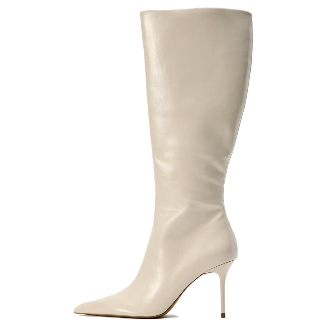 

Zara Pu Fashion Versatile High Heeled Knee High Boots 8.5Cm Women boots White 12009410 37