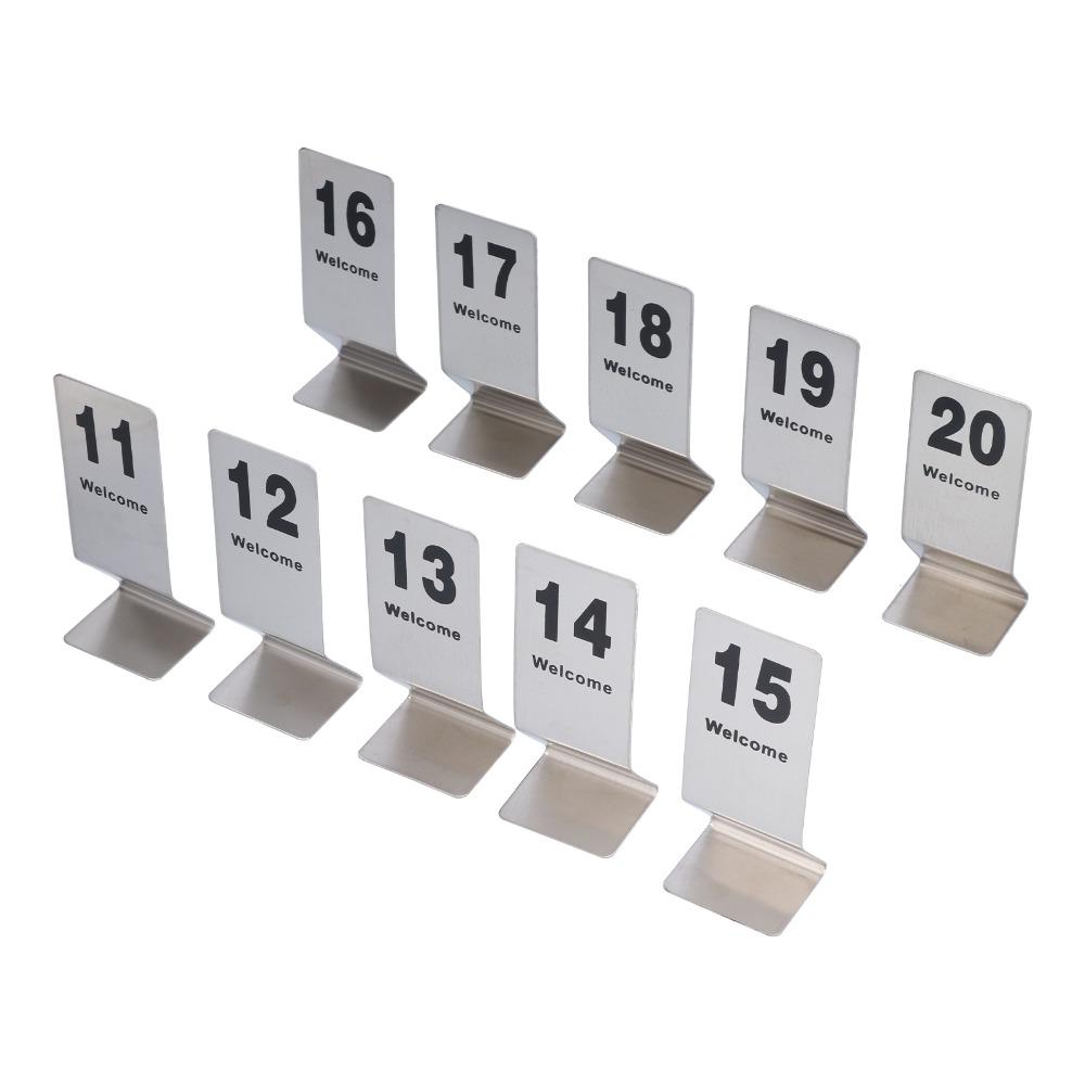10pcs Double Sided Stainless Steel Table Numbers Stainless Steel Desk Number Card Cafes