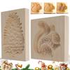 2 Pieces Wooden Cookie Molds 3D Squirrel And Pine Cone Biscuits Mold Set Reusable Cutter For Easter Halloween Christmas Party
