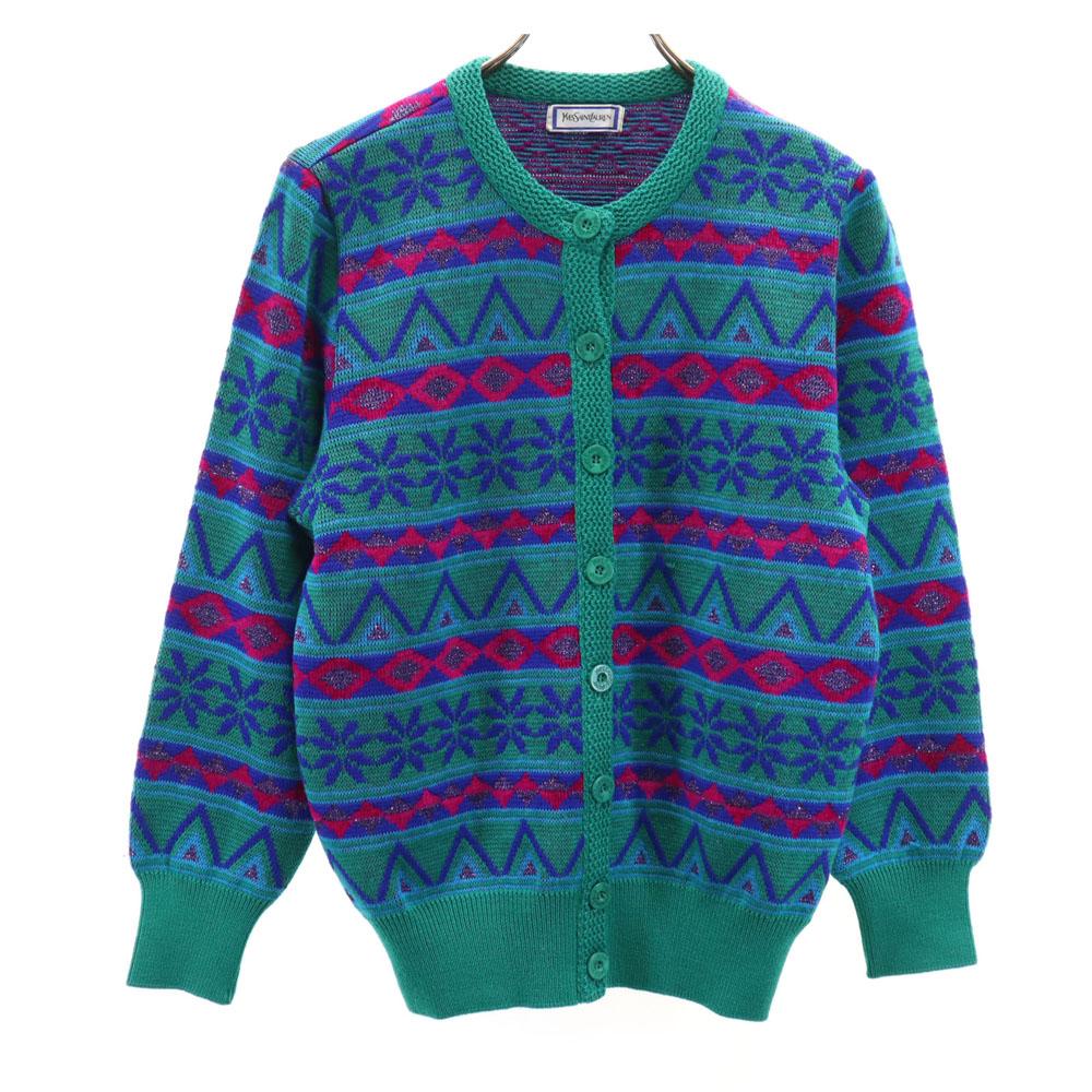 

YVES SAINT LAURENT 90s Old Nordic Pattern Long sleeve knit cardigan M Women Used