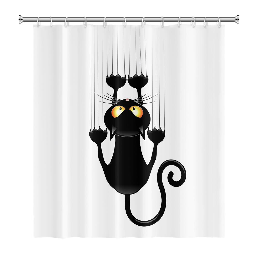 Cortină de duș amuzantă cu pisici, desene animate, pisici drăguțe, câine, cortină de duș pentru copii pentru baie, poliester impermeabil, decor pentru casă, cortine de duș
